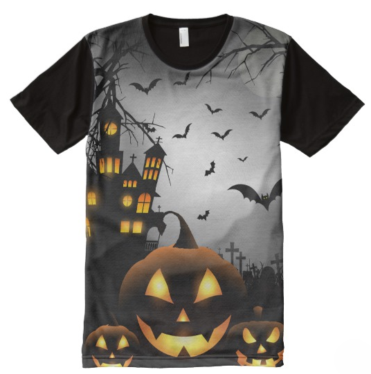 Halloween Haunted House with Jack O Lanterns All-Over-Print Shirt
